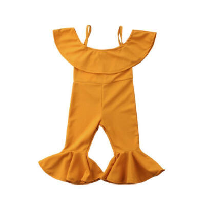 

Toddler Baby Girl Romper Jumpsuit Bodysuit Bell Bottom Pants Kids Outfit Clothes