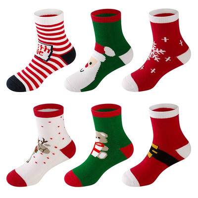 

1 or 6 Pairs Baby Boy Girl Toddler Christmas Holiday Cotton Funny Crew Socks for Gift