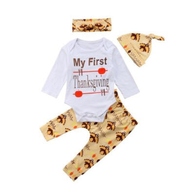 

Thanksgiving Day Kids Baby Girls Boy Outfits Set Clothes T-shirt TopsLong Pants