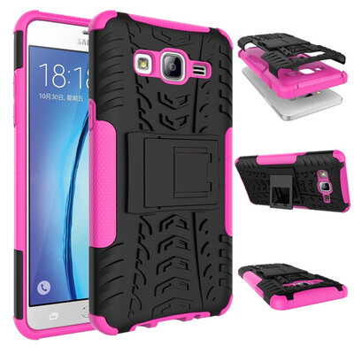 

Fivice Samsung J5 primeOn 5 Case TPU anti-fall tire pattern back clip bracket phone case