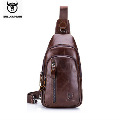 

BULLCAPTAIN Fashion Genuine Leather Crossbody Bags men Brand Small Male Shoulder Bag casual mens music chest bags messenger bag
