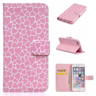 

Lovely Heart Design PU Leather Flip Cover Wallet Card Holder Case for IPHONE 6/6S