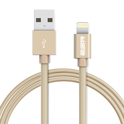 

ESR Apple MFI certified data cable charger line usb iphone6 ​​ 6s 78 Plus X 10 SE iPad monochrome braided section 2m-champagne gold