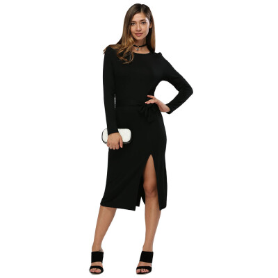 

Long Sleeve Bodycon Dress With Slits