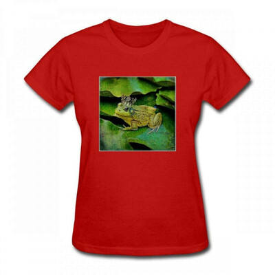 

Andrea Haase Animals Illustration Funny Green Frog with Golden Crown Illustration Women T-Shirt
