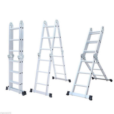 

125FT EN131 330LB Multi Purpose Step Platform Aluminum Folding Scaffold Ladder