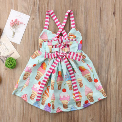 

Ice cream Toddler Kids Baby Girls Strap Backless Dress Sundress Summer Clothes