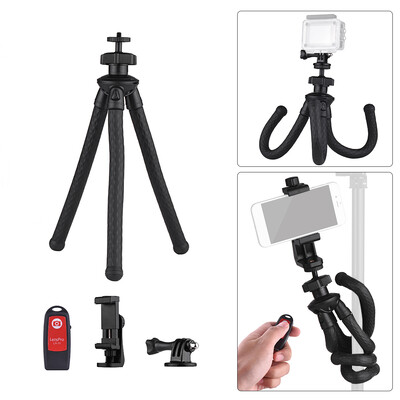 

Universal Flexible Octopus Tripod Handy Tripod Stand Set 360 Degree Rotation Holder with Camera Connector Phone Remote Control for
