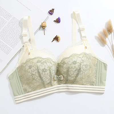 

LAXJOY Langyue 2018 girl small chest gathered bra Japanese&Korean fashion sweet sexy bra LNWX189383 light green 38