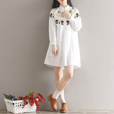 

CITYPLUS Embroidery Mori Girl Cotton Dress----- CWQZ173161 White