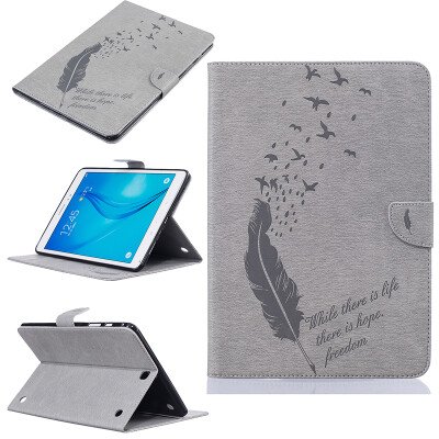 

Gray feathers Style Embossing Classic Flip Cover with Stand Function and Credit Card Slot for Samsung Galaxy Tab A 9.7 T550