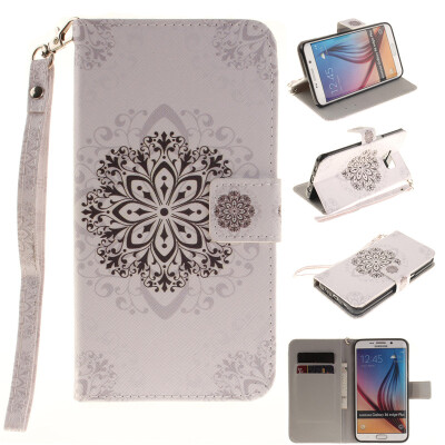 

Datura flowers Design PU Leather Flip Cover Wallet Card Holder Case for SAMSUNG GALAXY S6 Edge Plus