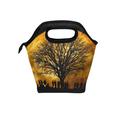 

Insulated Lunch Tote Bag Human Moon Travel Picnic Lunch Handbags Portable Zipper Lunch Bag Box