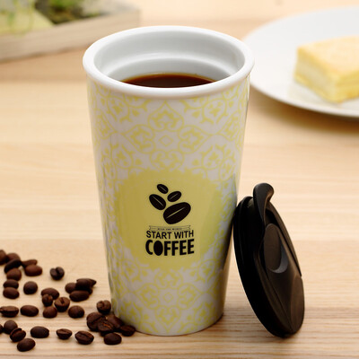 

Jingdong Supermarket Evergreen Office Green Cup Mug Couple Coffee Cup Creative Double Layer Push Ceramic Cup