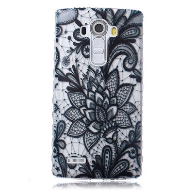 

Black Rose Pattern Soft Thin TPU Rubber Silicone Gel Case Cover for LG G4