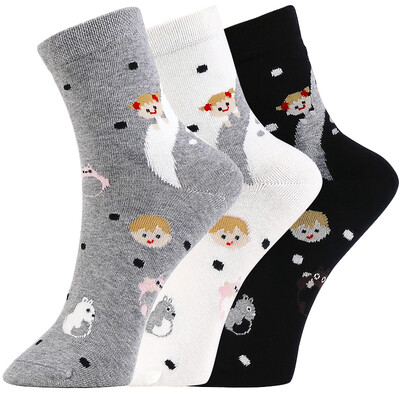 

Red beans hongdou socks female socks casual cotton socks Nuggets cute four seasons in the tube socks H7W024 three pairs of uniforms
