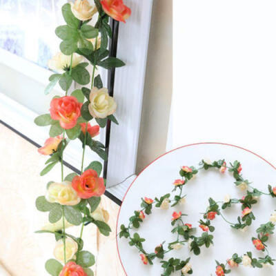 

2 X Long Silk Rose Flower Ivy Vine Leaf Garland Wedding Party Home Decorations