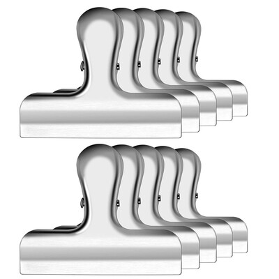 

UpperX 10 Heavy Duty Thicker Stainless Chip Bag ClipsGreat for Air Tight Seal Grip on Coffee&Food Bags