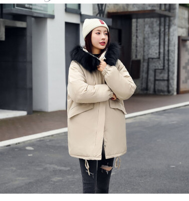 

Down cotton womens loose long winter new cotton jacket Korean version of the bread thick coat