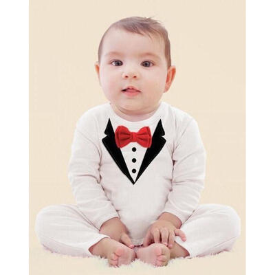 

New Baby Kid Boy Cotton Gentleman Jumpsuit Romper Bodysuit Clothes Outfit 4Sizes