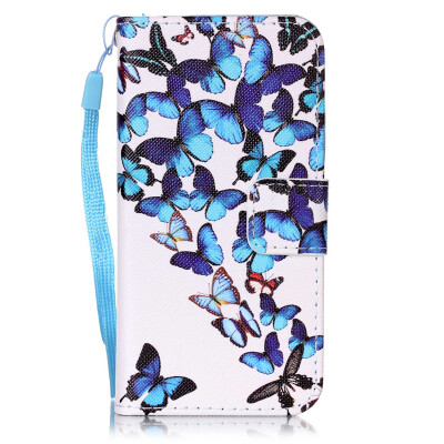 

Blue Butterfly Design PULeatherFlipCover WalletCardHolderCasefor HUAWEI P9LITE