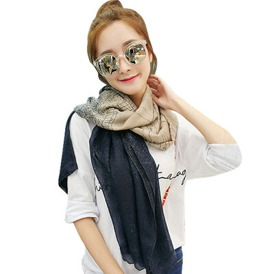 

MSEK WSJ171961 scarf female Korean version of the scarf four seasons retro shade beach towel big shawl navy
