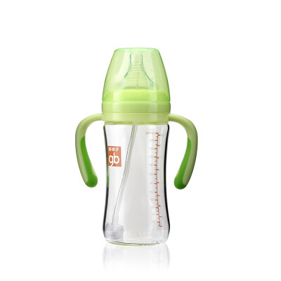 

gb good boy breast milk real sense wide caliber grip straw glass bottle 260ml pink green