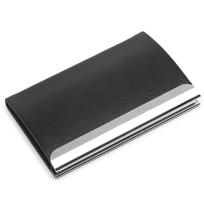 

(MEIDU) fashion business men and women general business card holder clamshell stainless steel metal business card case MX0001 black