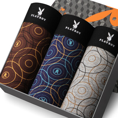 

Playboy PLAYBOY 5870 men&39s underwear cotton men&39s flat pants increase youth breathable waist four corners underwear men 3 gift box multi-color