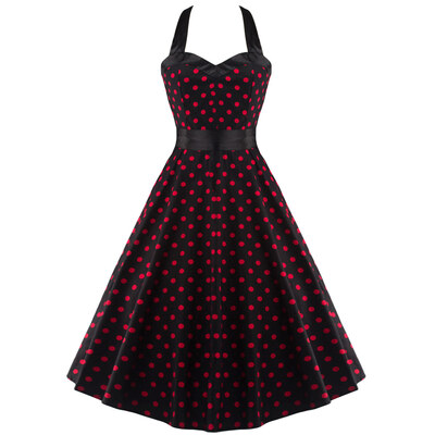 

Halter Open Back Polka Dot Cocktail Dress