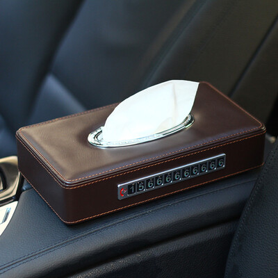 

Yapi Shi creative car tissue box seat leather car with paper box paper box home napkin paper box send paper coffee color