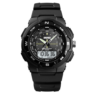 

SKMEI 1454 Men Analog Digital Electronic Watch Fashion Casual Outdoor Sports Male Wristwatch 3 Time Display Alarm Stopwatch 5ATM W