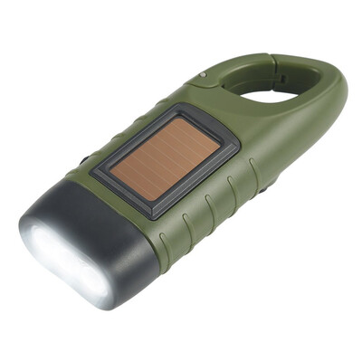 

2018 Rechargeable LED Flashlight Hand Crank Dynamo Solar Powered Torch Outdoor