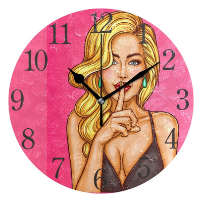 

Wall Clock Arabic Numerals Design Sexy Woman Round