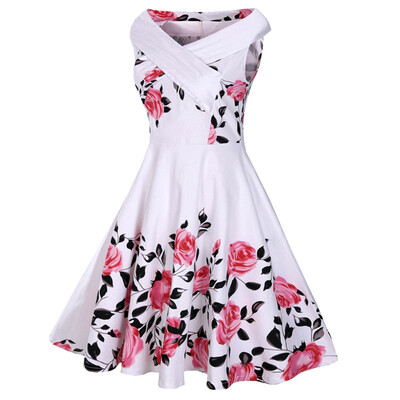 

Rose Print 50s Sleeveless Dress