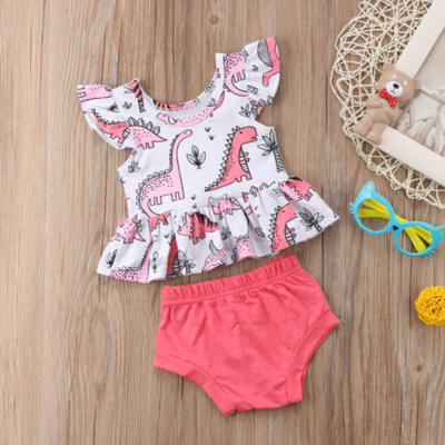 

Summer Newborn Kid Baby Girl Fly Sleeve Tops T-Shirt Dress PP Pants Outfit 6M-4Y