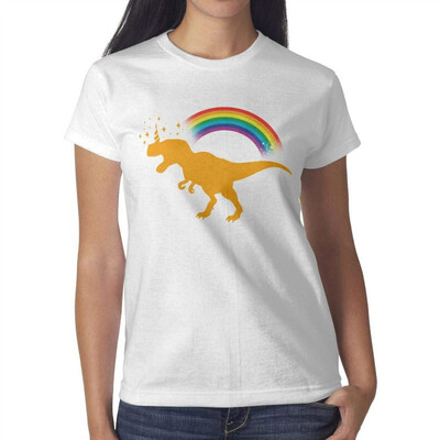 

Cool Unicorn Riding Dinosaur T-Rex Girls White T-Shirt Cotton Interesting T-Shirts