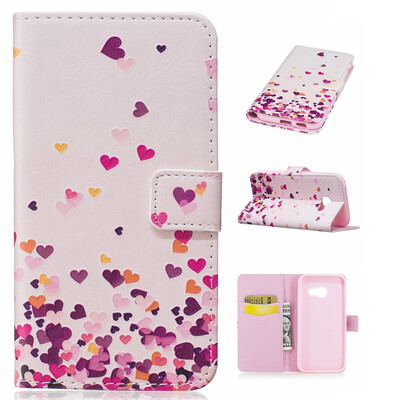 

Pink Heart Design PU Leather Flip Cover Wallet Card Holder Case for Samsung Galaxy A5 2017A520
