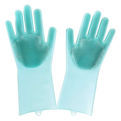 

1 Pair Dish Washing Gloves Silicone Eco-Friendly Scrubber Cleaning For Multipurpose Kitchen Bed Bathroom Hair Care