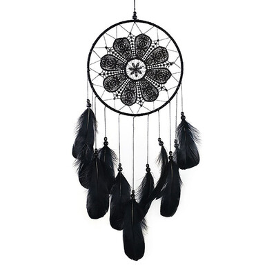 

UpperX Handmade Dream Catchers Black Feather Lace Dream Catchers For Wall Hanging Boho Wedding Decorations
