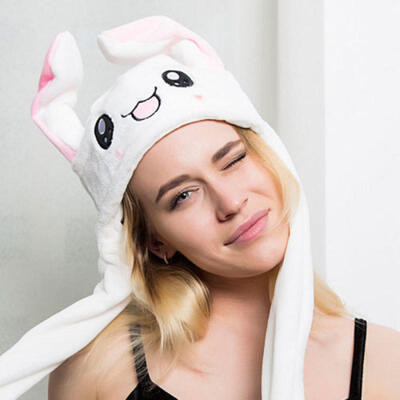 

UK Rabbit Pinching Ear Hat Can Move Plush Airbag Magnet Cap Cute Dance Toy