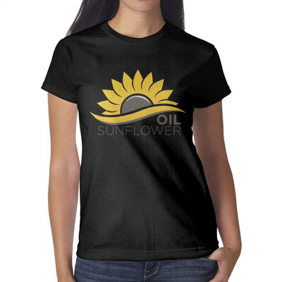 

Lovely Sunflower Decor Womens Black t Shirts Custom Women Cotton tee Shirt