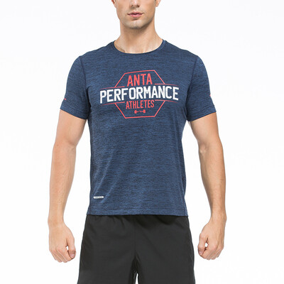 

Anta ANTA Men&39s clothing 15637154-4 round neck breathable quick-drying short T-shirt sports fitness training T-shirt YY309 blue black flower gray XS