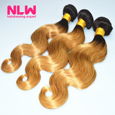 

NLW 10A Brazilian virgin human hair 3 bundles Body wave hair extensions Ombre T1B27 Hair color