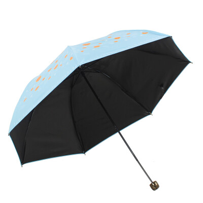 

【Jingdong Supermarket】 Paradise umbrella UPF50 + all shade black rubber silk screen fruit three fold mushroom pencil sunny umbrella umbrella blue green 30074ELCJ