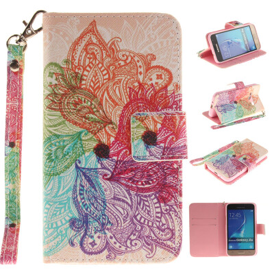 

Colorful flowers Design PU Leather Flip Cover Wallet Card Holder Case for SAMSUNG GALAXY J1 2016 /J120