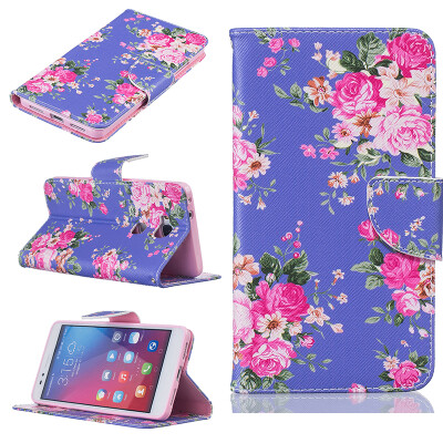 

Purple flowers Design PU Leather Flip Cover Wallet Card Holder Case for HUAWEI Honor 5X