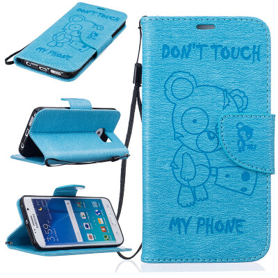 

Light blue Bear Style Embossing Classic Flip Cover with Stand Function and Credit Card Slot for SAMSUNG Galaxy S7