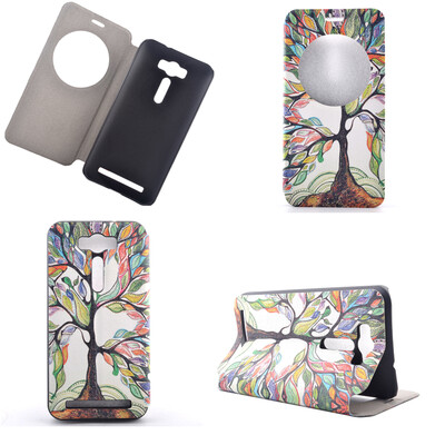 

Colorful Tree Design PU Leather Flip Cover Wallet Card Holder Case for Asus Zenfone 2 Laser ZE500KL