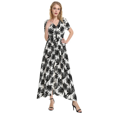 

Short Sleeve Floral Print V Neck Dress